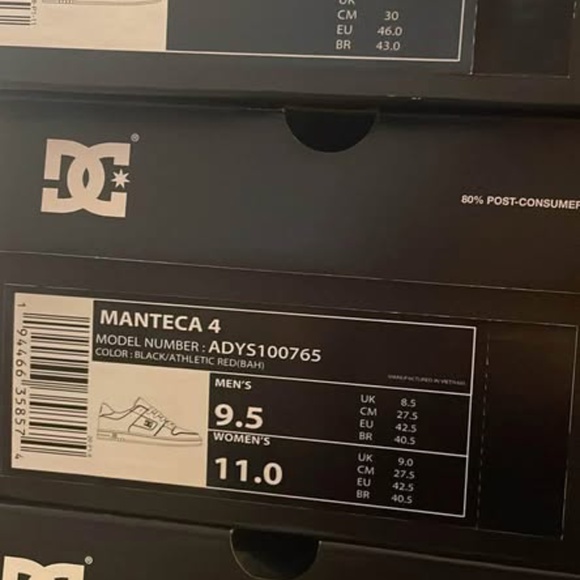 BRAND NEW women dc DC manteca red black skate shoes size US 9.5 10 10.5 11 - Picture 5 of 8